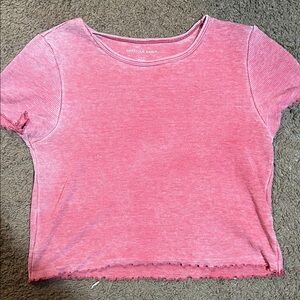 American Eagle Pink Ribbed cropped T-Shirt